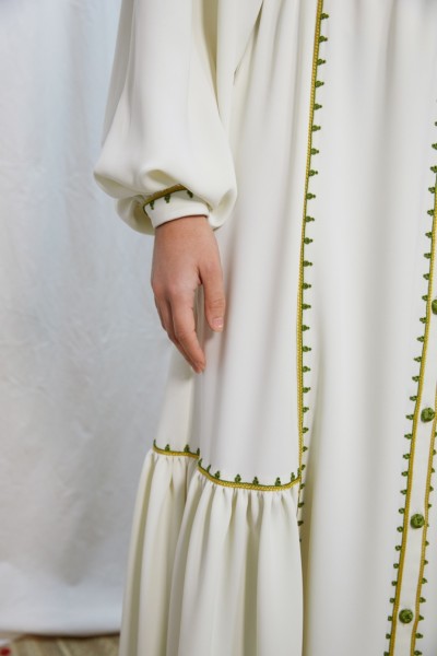 EMBROIDERED OFF-WHITE PLAIN VISHY DRESS