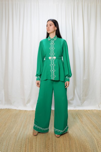 EMBROIDERED GREEN CO-SET