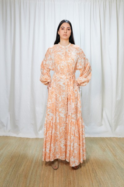ORANGE PAISLEY VISHY DRESS